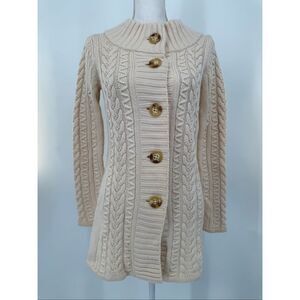 Banana Republic Cream Knitted Button Down Cardigan Merino Wool Medium No Belt